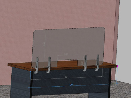 защитный экран прозрачный 2 мм 1400 x 600 с окошком 400 x 110