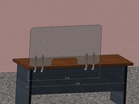 защитный экран прозрачный 2 мм 1150 x 600 с окошком 400 x 110