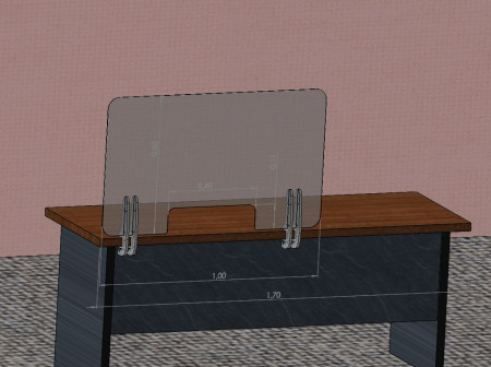 защитный экран прозрачный 4 мм 1000 x 600 с окошком 400 x 110