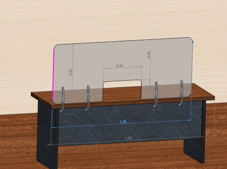 Защитный экран прозрачный 2 мм 1450 x 600 с окошком 400 x 200