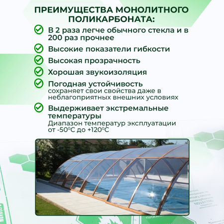 Монолитный поликарбонат прозрачный 6 мм 1 x 1 м