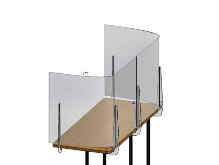 защитный экран прозрачный 1 мм  1650 x 600