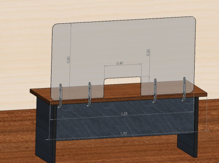 Защитный экран прозрачный 4 мм 1550 x 800 с окошком 400 x 200