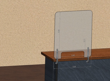 защитный экран прозрачный 4 мм 650 x 800 с окошком 40 x 11 см