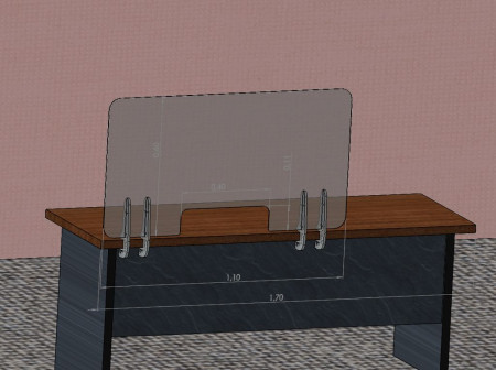 защитный экран прозрачный 2 мм 1100 x 600 с окошком 400 x 200