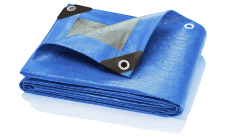 тент укрывной из тарпаулина с люверсами, усил.угол/голубой/ 4*5 м, 60 г/м2