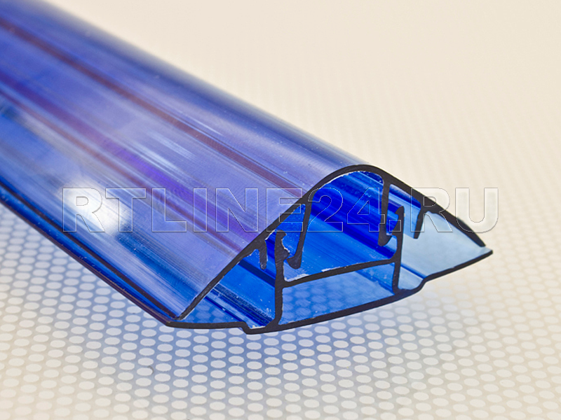 Стыковочный синий разъемный профиль для поликарбоната 6 - 10 мм / 6 м
