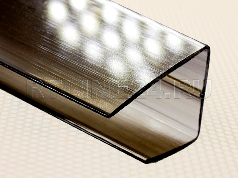 Торцевой бронзовый профиль для поликарбоната 25 мм / 2,1 м