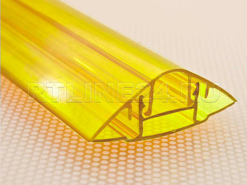 Стыковочный желтый разъемный профиль для поликарбоната 6 - 10 мм / 6 м