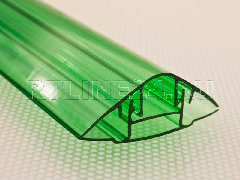 Стыковочный зеленый разъемный профиль для поликарбоната 6 - 10 мм / 6 м
